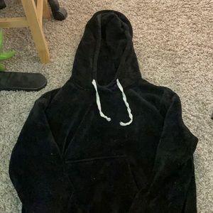 Black, blanket fleece hoodie.